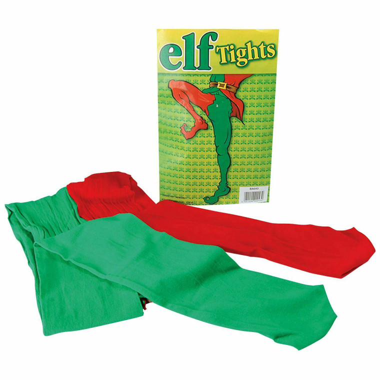 Mens Christmas Green Red Santa's Elf Tights