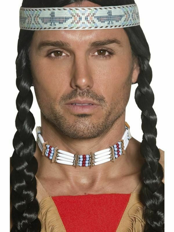 Native American Choker Adults Fancy Dress Wild West Red Indian Costume Necklace