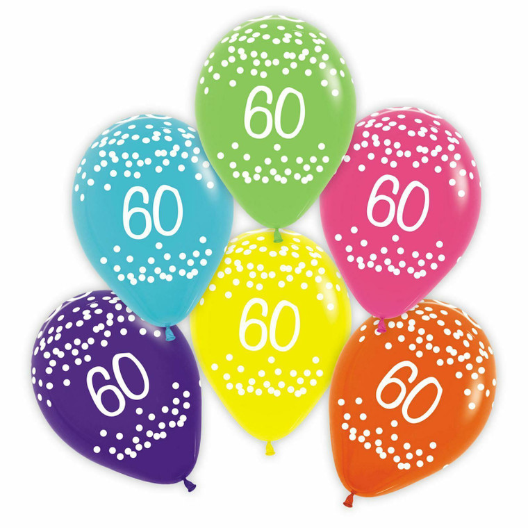 25 PCS Biodegradable Eco Friendly Colourful 60th Birthday Party Balloons 30cm