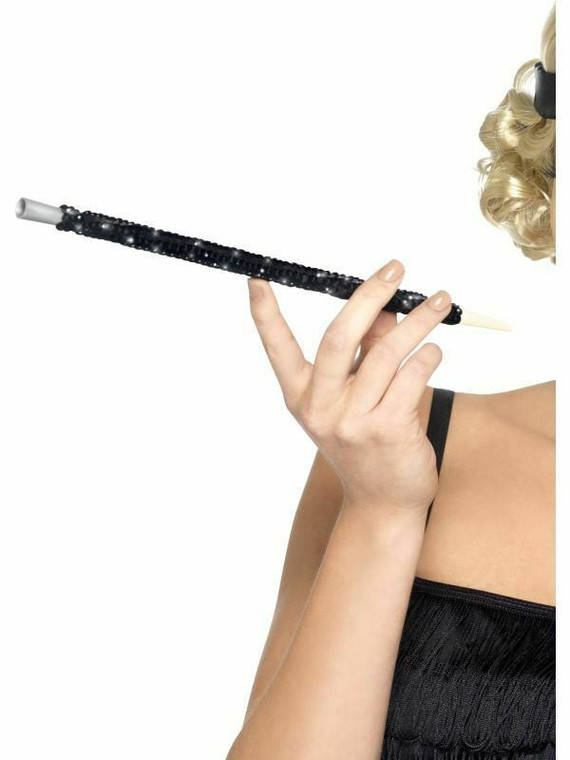 Black Sequinned Cigarette Holder 1920'S Womens Fancy Dress Costume Accessory