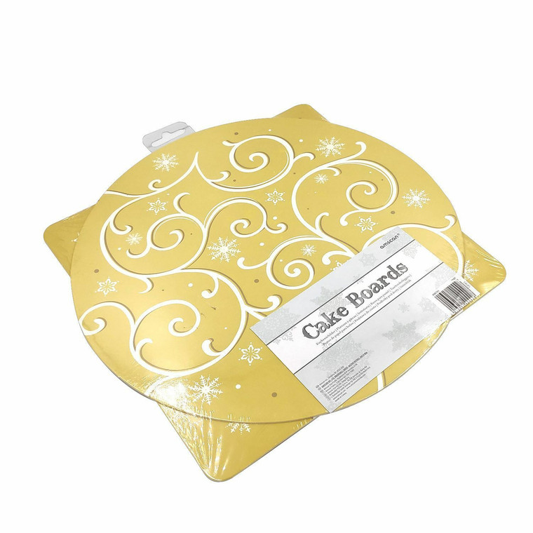 Golden Snowflake design Christmas Cake Boards