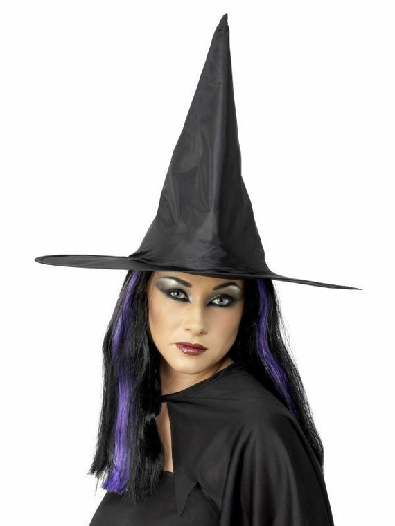 Witch Hat Halloween Scary Evil Wizard Fairytale Women'S Fancy Dress Costume