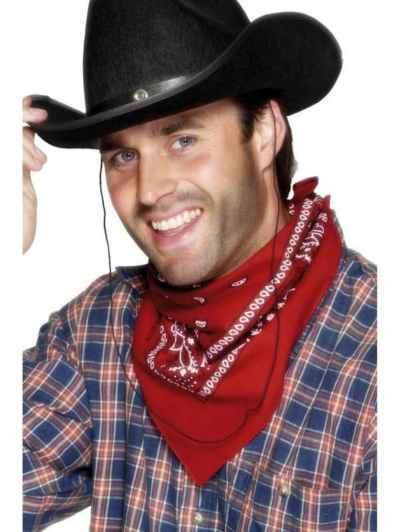 Unisex Red Cowboy Western Outlaw Fancy Dress Wild West Accessory Bandana