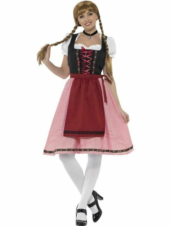 Ladies Bavarian Tavern Maid Costume Oktoberfest German Womens Fancy DressUK16-18