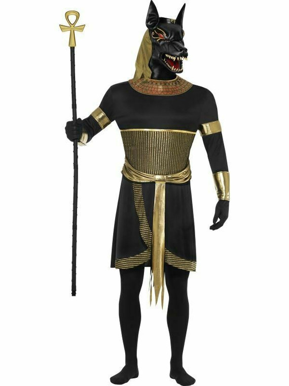 Adult Anubis Costume Egyptian God Jackal Mens Halloween Fancy Dress Oufit