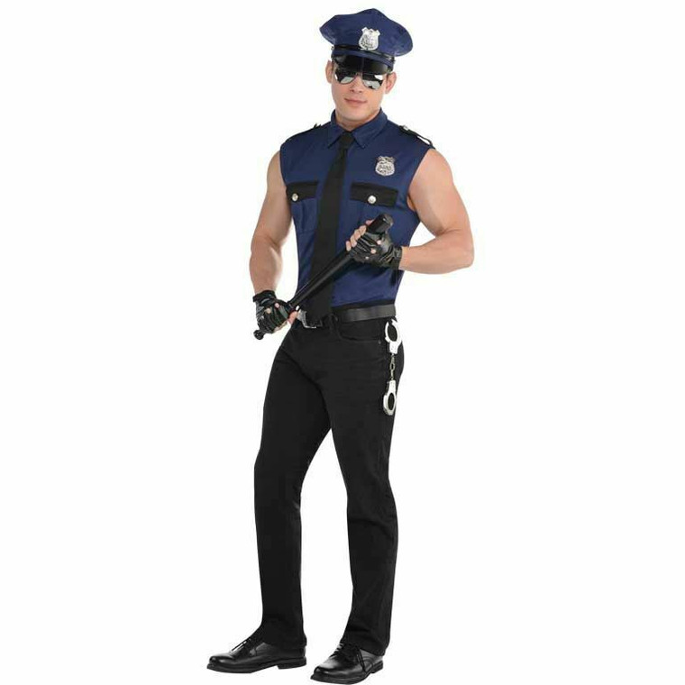 Adult Police Cop Under Arrest Stripper Costume Mens Sexy Fancy Dress Outfit