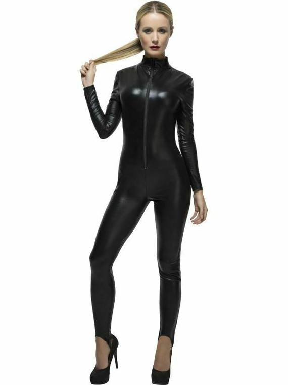 UK Size 4-6 XS PVC Leather look Bodysuit with Zip Ladies Bedroom Fancy Dress