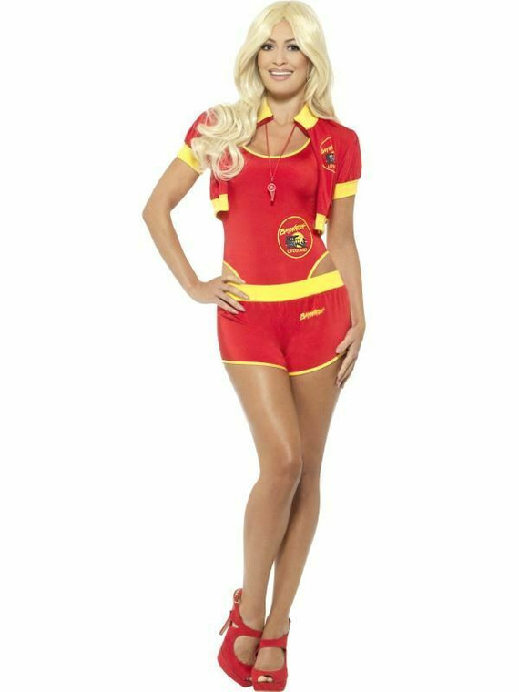 Ladies Deluxe Baywatch Costume Adults Lifeguard Fancy Dress Womens 1990s Outfit