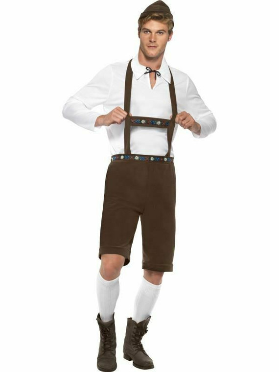 Mens Oktoberfest Costume Bavarian Man Adult Beer Lederhosen Fancy Dress Medium