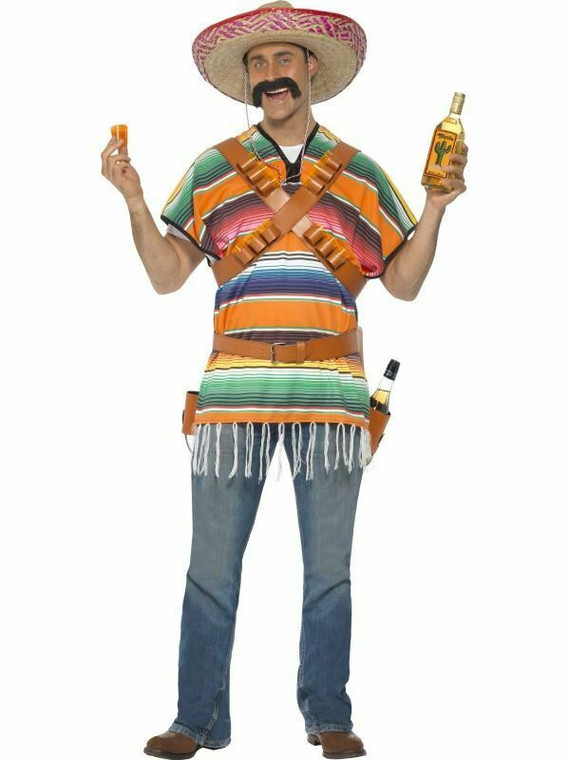 Adult Tequila Shooter Costumes Mens Ladies Poncho & Holster Stag Hen Fancy Dress