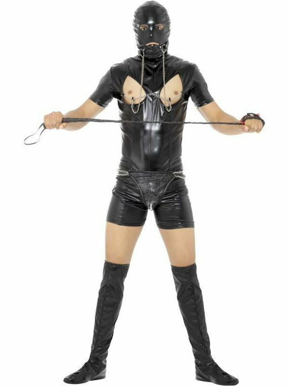 Mens Bondage Gimp Fancy Dress Costume Funny Pvc Stag Party Night Suit Comedy XL