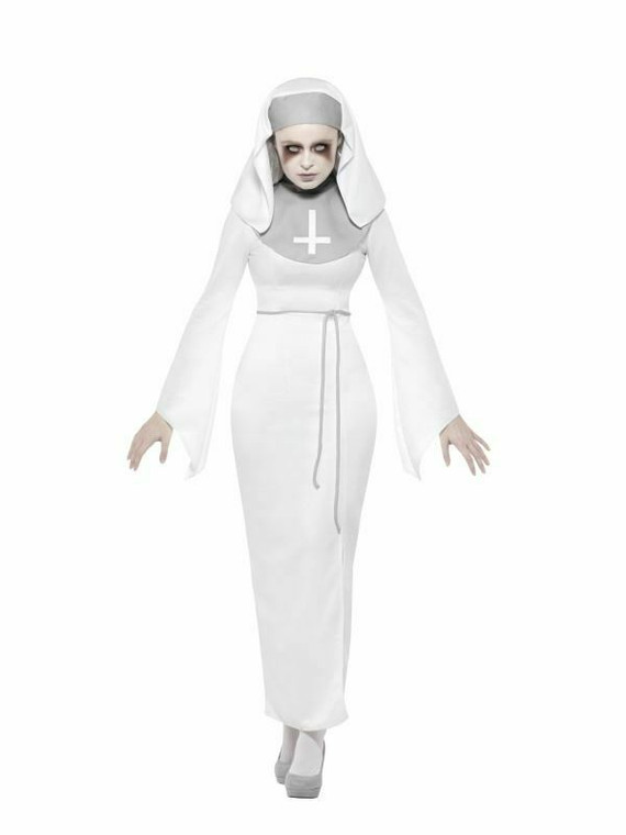 Adult Haunted Asylum Nun Costume Scary Mary Fancy Dress Outfit Womens UK 12-14