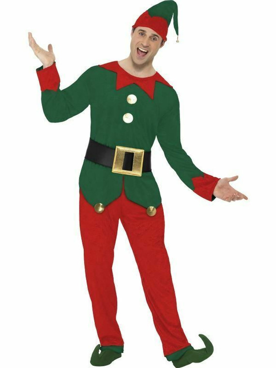 Mens Elf Costume Christmas Santa'S Helper Fancy Dress Adult Xmas Outfit XLarge