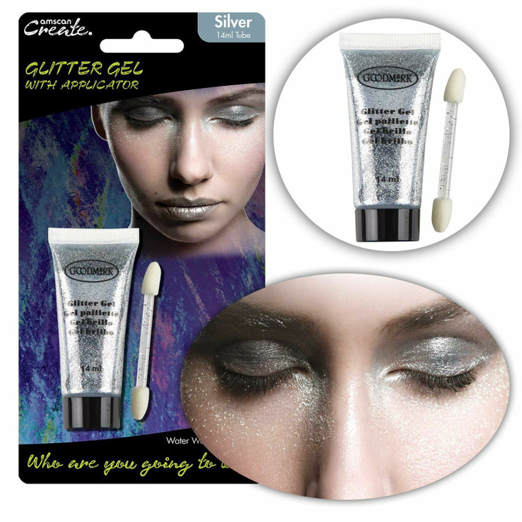 Silver Glitter Tube Face and Body Makeup with Applicator