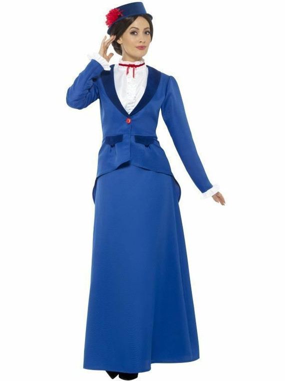 Victorian Maid Nanny Blue Posh Dress Jacket Skirt Costume