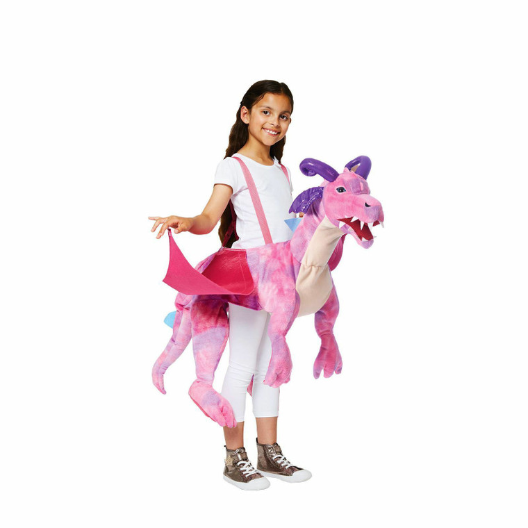 Children's Pink Dragon Plush Ride On Costume 