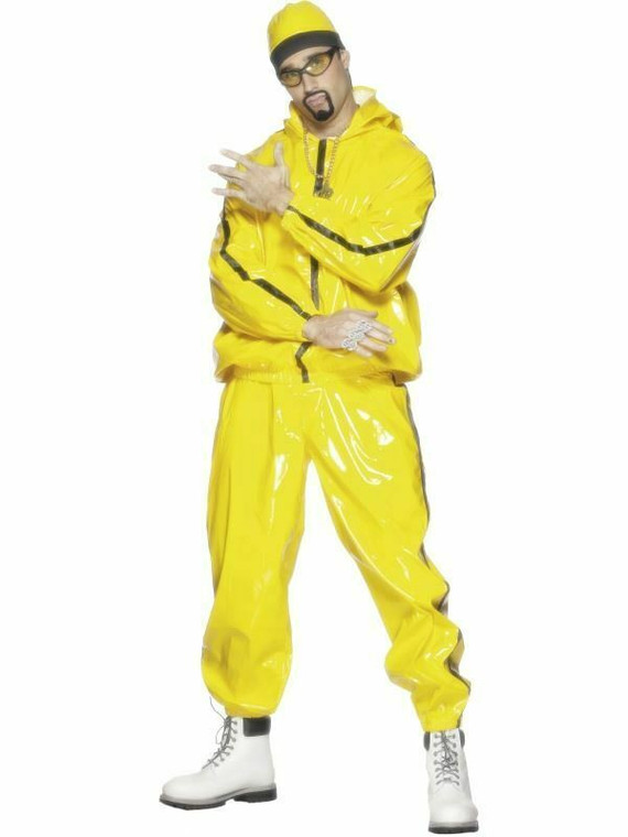 Mens 90S Rapper Gangster Suit Costume Ali G Yellow Tracksuit Bling Fancy Large