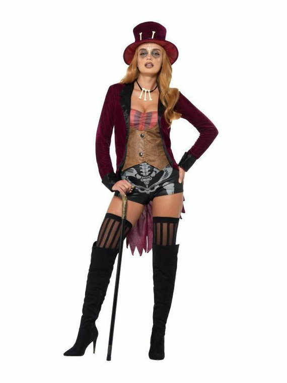 Ladies Fever Voodoo Costume Womens Witch Doctor Adult Halloween Fancy UK 4-6