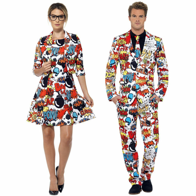 Mens Comic Strip Print Fun Suit