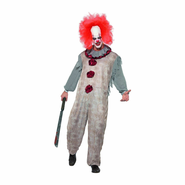 Vintage Clown Jumpsuit Mens Halloween Fancy Dress Costume