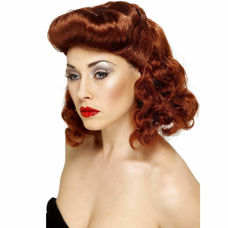 Ladies 60s Pin Up Girl Wig Auburn