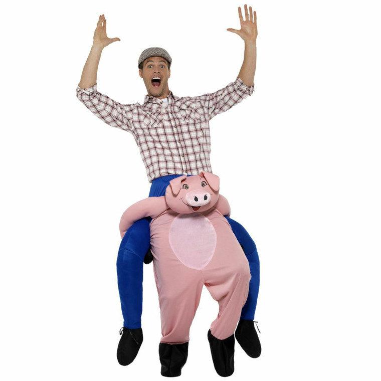 Mens Novelty Piggy Ride Pig Costume