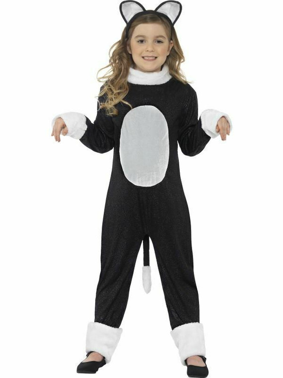 Child Cool Cat Kitty Costume Girls Deluxe Suit Halloween Fancy Dress Book Day