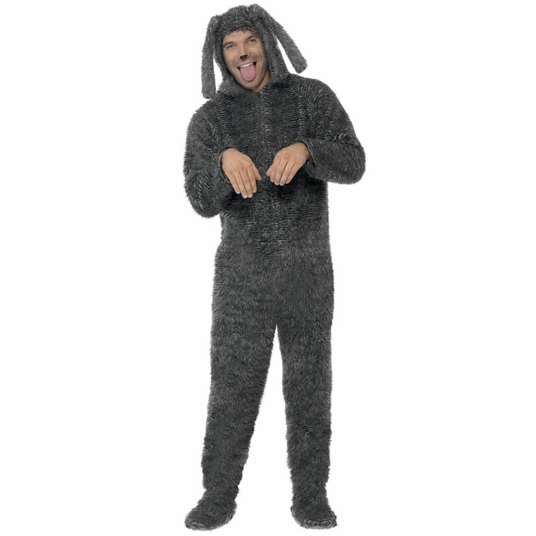 Adults Men's Fluffy Dog Hooded All In One