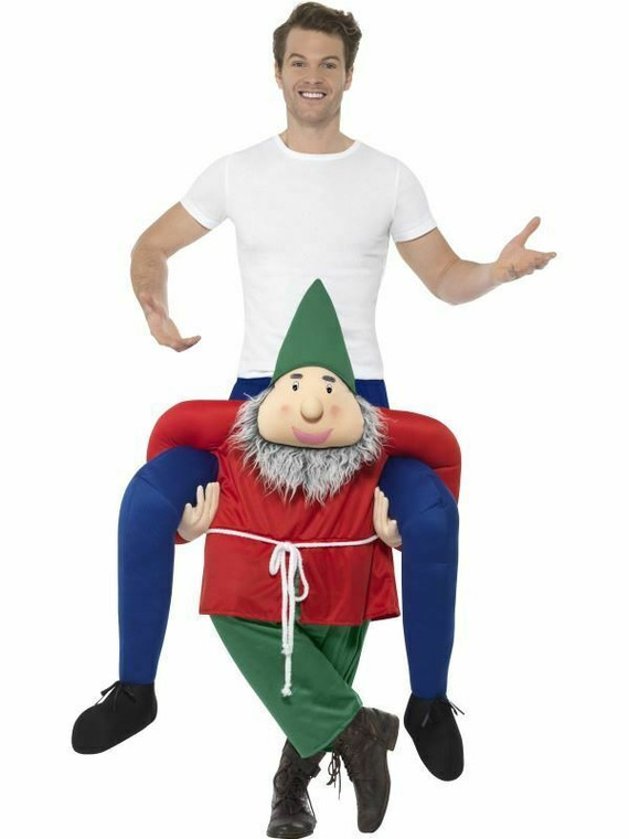 Mens Gnome Ride On Me Mascot Fancy Dress Carry Costume Piggy Back Xmas Outfit