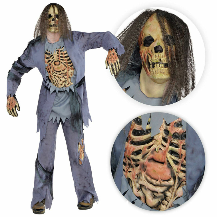 Mens Adults Zombie Dead Walking Corpse Fancy Dress Costume