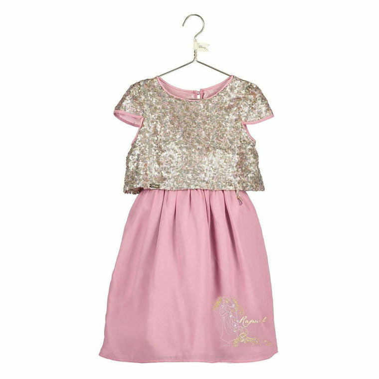 Girls Disney Boutique Rapunzel Sequin Chiffon Dress 7-8 Years Party Outfit Fan