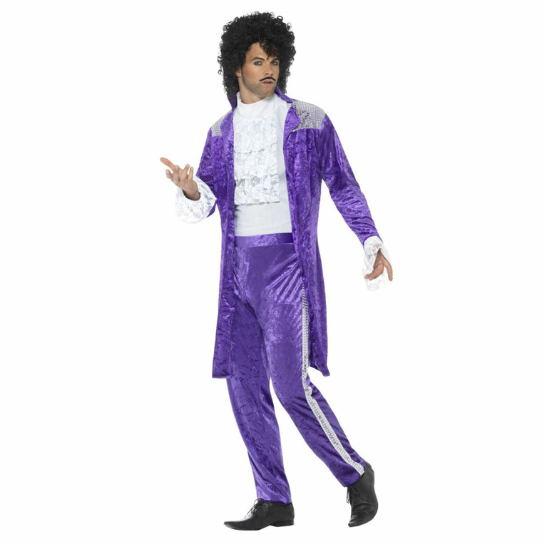 80s Purple Prince Fancy Dress Costume