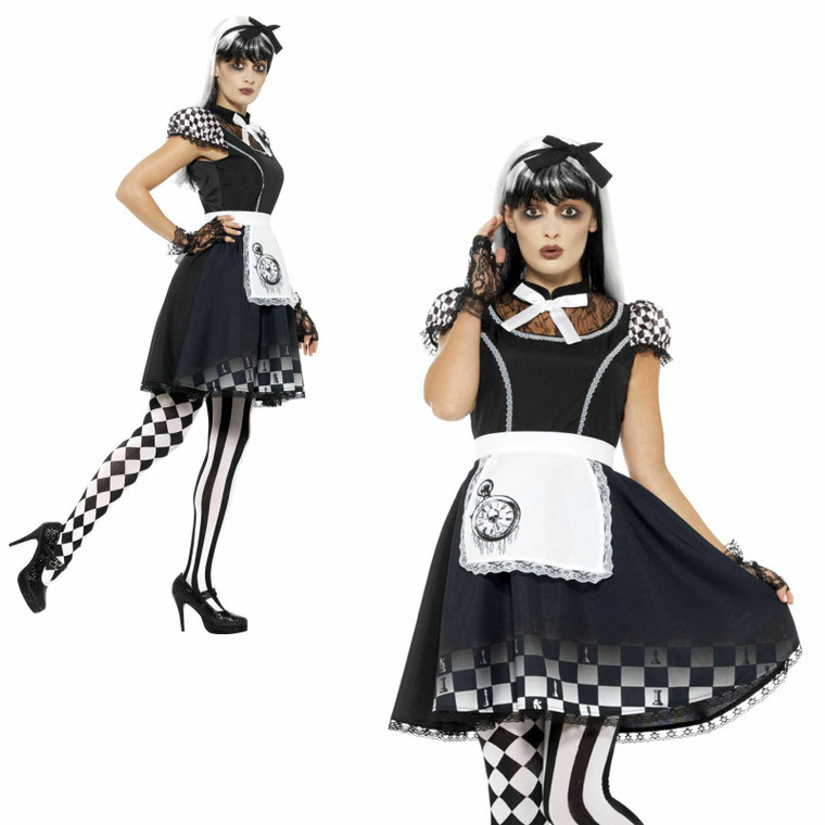 Ladies Gothic Dark Alice in Wonderland Halloween Costume