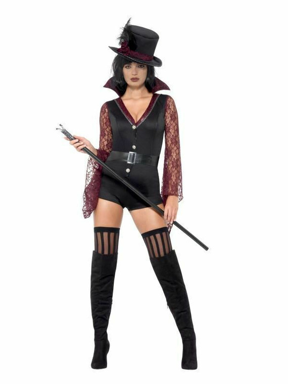 Vampiress Burlesque Dracula Vampire Adult Halloween Fancy Dress Costume UK 12-14