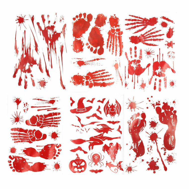 Halloween Window Stickers Blood Splatter Hand Witch Horror Party Decorations