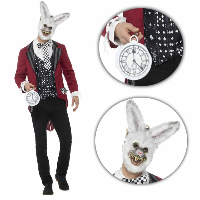 Mens Deluxe Evil Wonderland March Hare Halloween Costume 