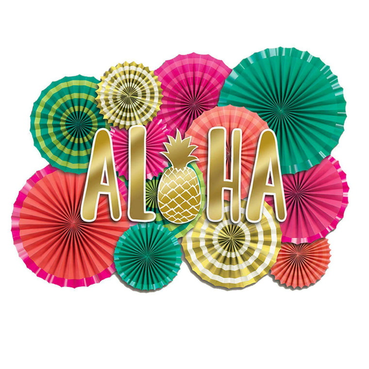 Aloha Party Paper Fan Decoration Kit