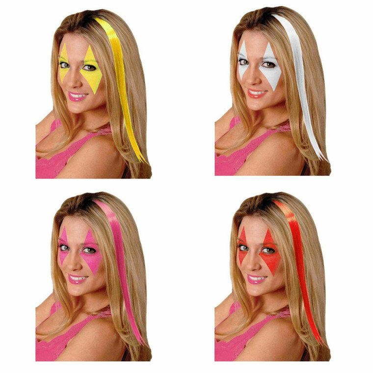 Ladies Girls Hair Extentions Clip in Colour Streaks Highlights Neon Accessory