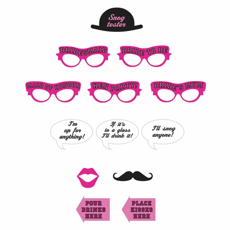 Hen Party Night Photo Booth Selfie Kit Glasses and Hats