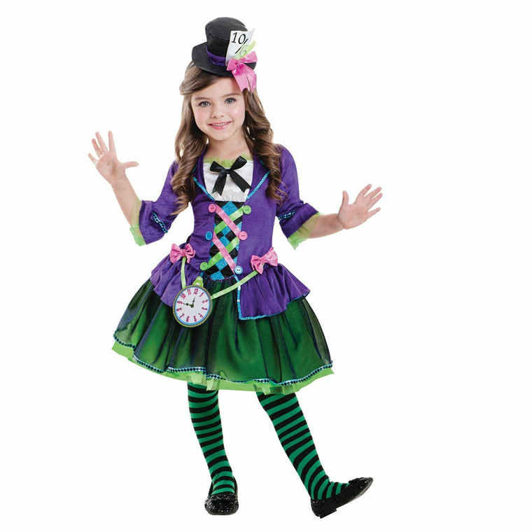 Girls Bad Mad Hatter Fancy Dress Costume