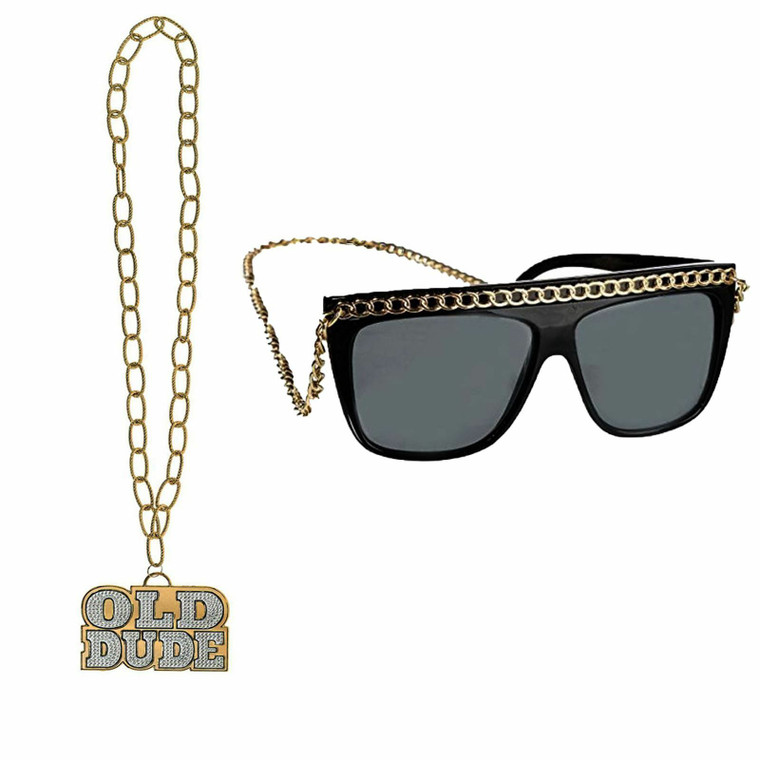 Adults Old Dude Necklace with Hip Hop Glasses