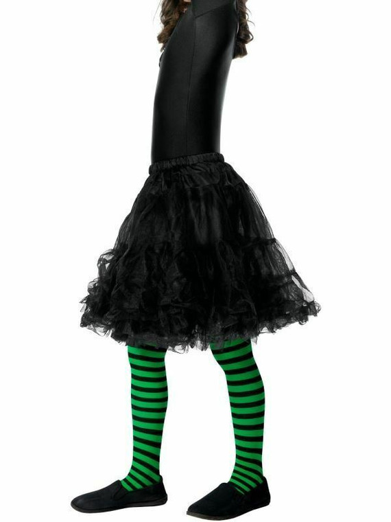 Girls Stripey Striped Fancy Witch Witches Halloween Dress Tights Kids Child