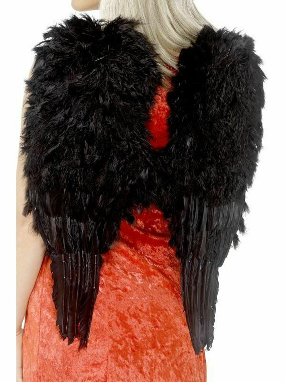 Adult's Large Black Fallen Angel Demon Halloween Fancy Dress Accessory Feather