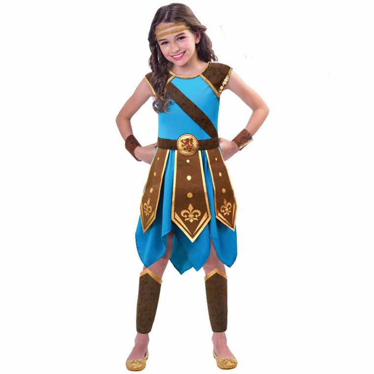 Girls Warrior Goddess Gladiator Fancy Dress Costume