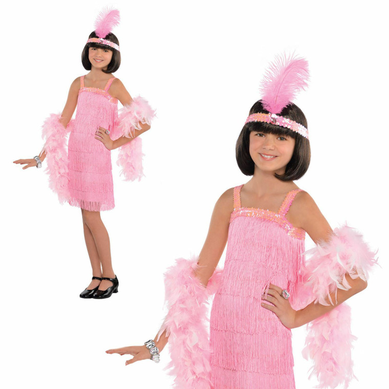 Kids Girls Roaring 20s Gatsby Flapper Fancy Dress Book Week Costume Fringe UK