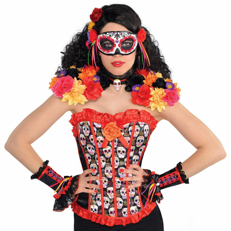 Floral Day of the Dead Halloween Shoulder Pads & Choker