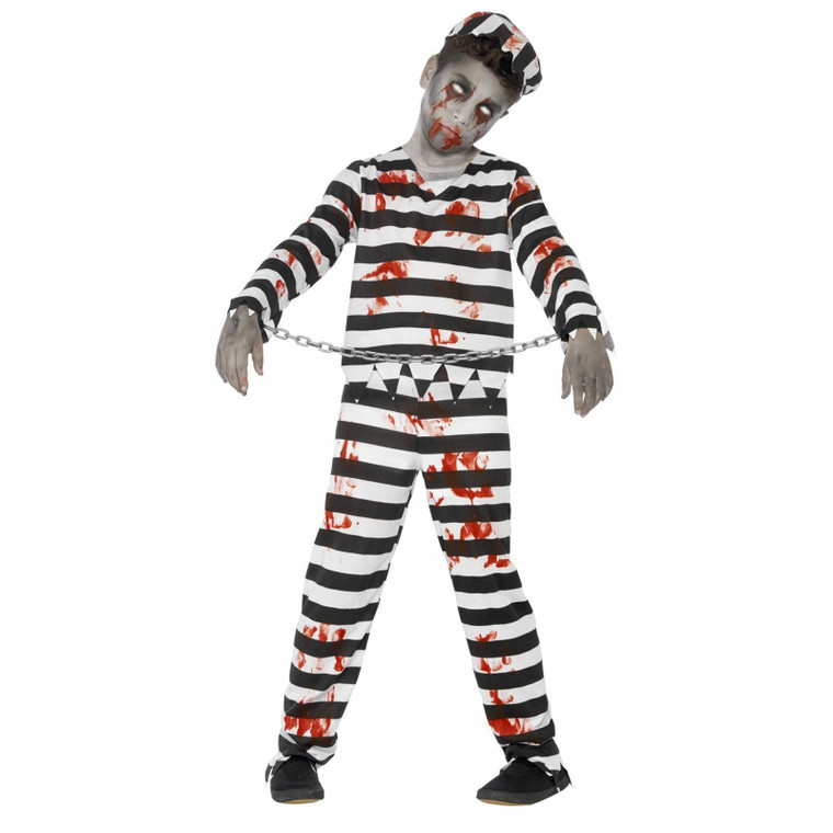 Kids Boys Zombie Prison Convict Halloween Costume