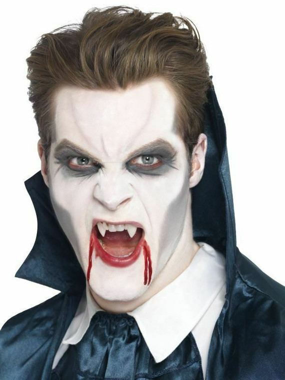 Vampire Make Up Set Black White Grey Face Paints + Applicator Fancy Dress