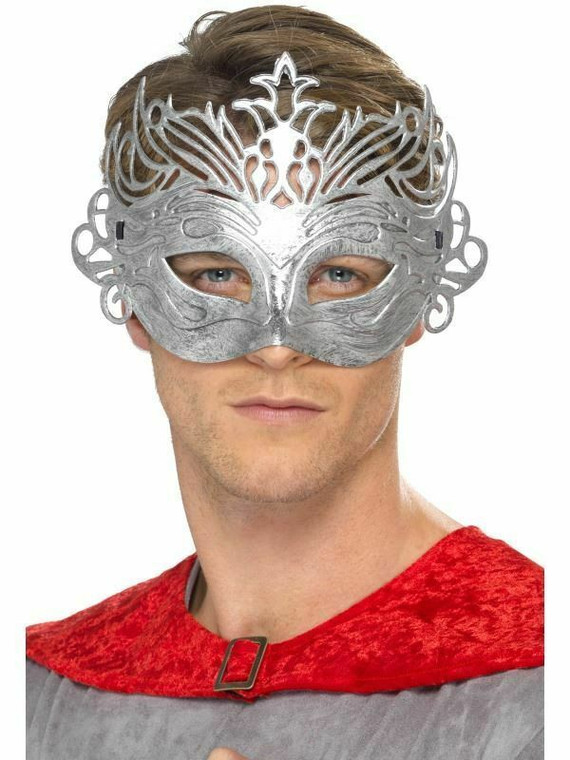 Silver Fancy Warrior Columbina Mask Smiffys Masquerade Mask With Ties