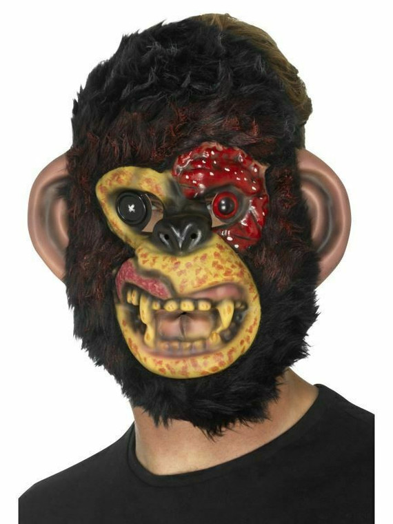 Smiffys Black Zombie Monkey Chimp Mask Halloween Fancy Dress Accessory One Size